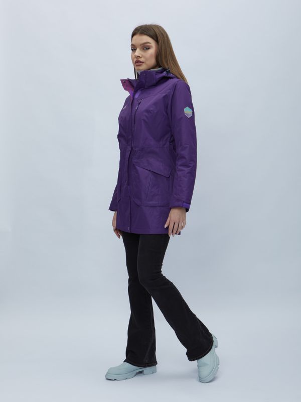 Women's dark purple hooded parka 551996TF